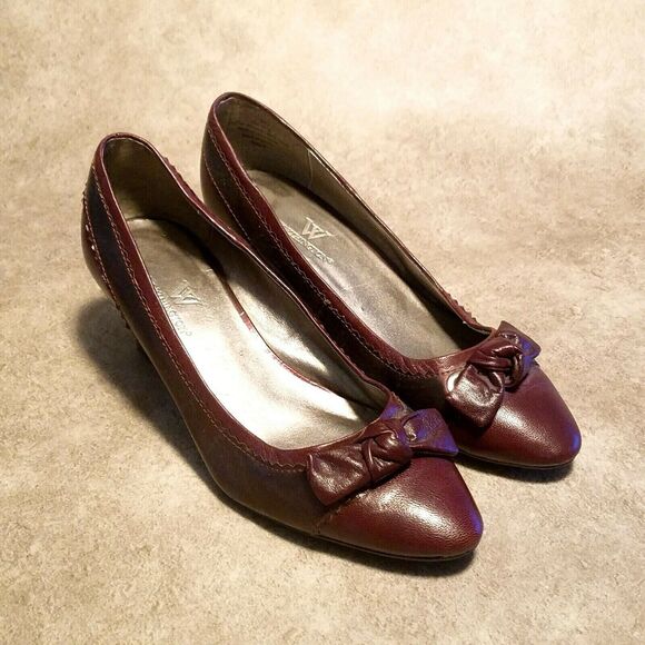 Worthington Womens 023-5914 Sz 6 M Red Slip On 2" Wedge with Bow Details - Picture 11 of 11